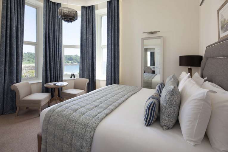 Royal Duchy Hotel Accommodation Bedroom with Seating Area and Sea View