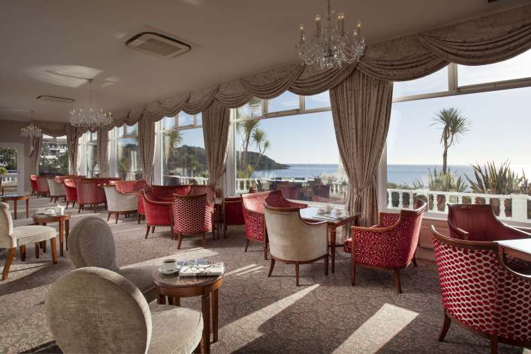 Royal Duchy Hotel Lounge Seating Area with View Over Sea