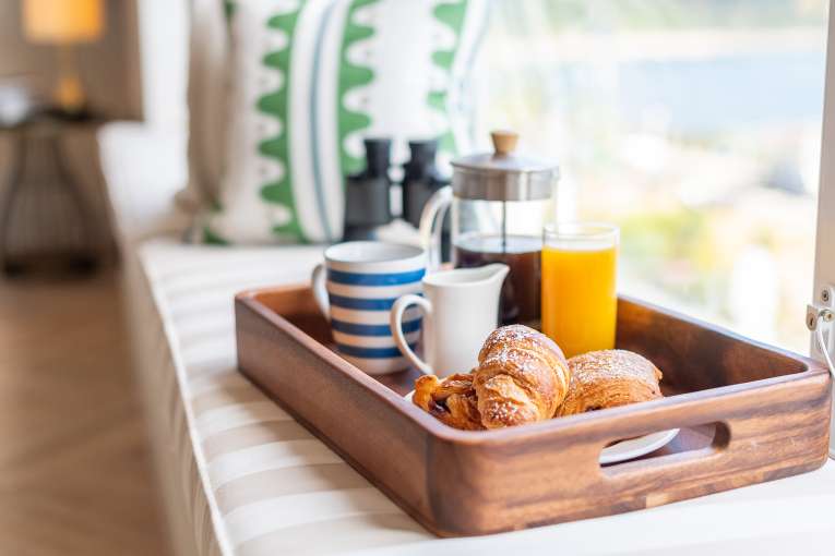 Breakfast on window ledge at The Duchy Beach House