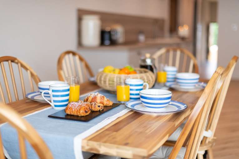 Breakfast on Dining Table at The Duchy Beach House