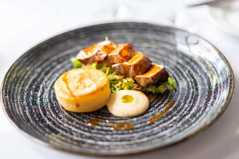 Pork Belly dish at The Royal Duchy Hotel
