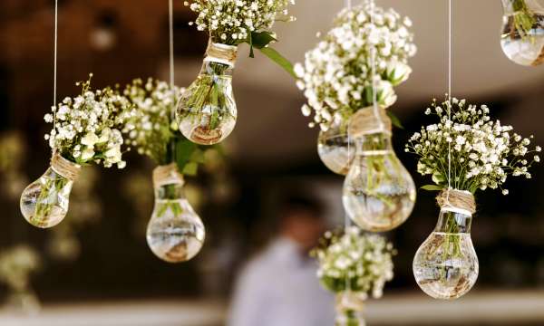 Floral decorations at a wedding reception