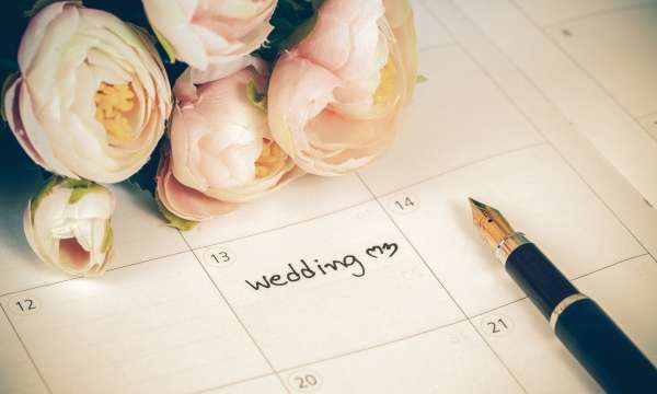 Calendar with wedding day marked out