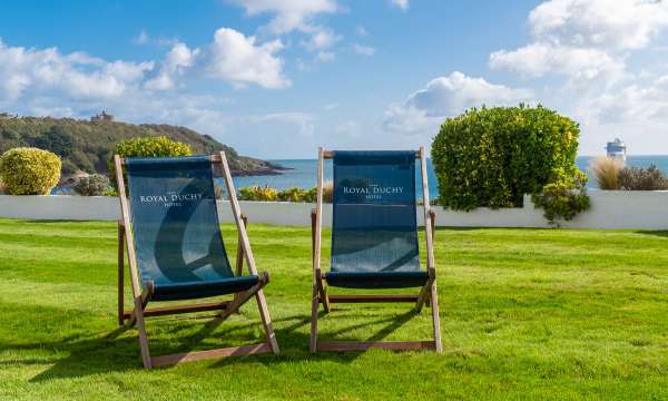 Deckchairs on Royal Duchy Hotel lawn