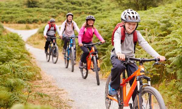 Family on bikes