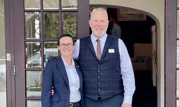 Holly and Sean outside The Carlyon Bay Hotel