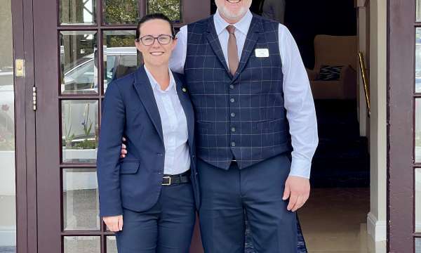 Holly and Sean outside The Carlyon Bay Hotel