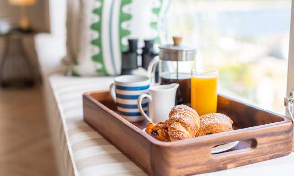 Breakfast on window ledge at The Duchy Beach House