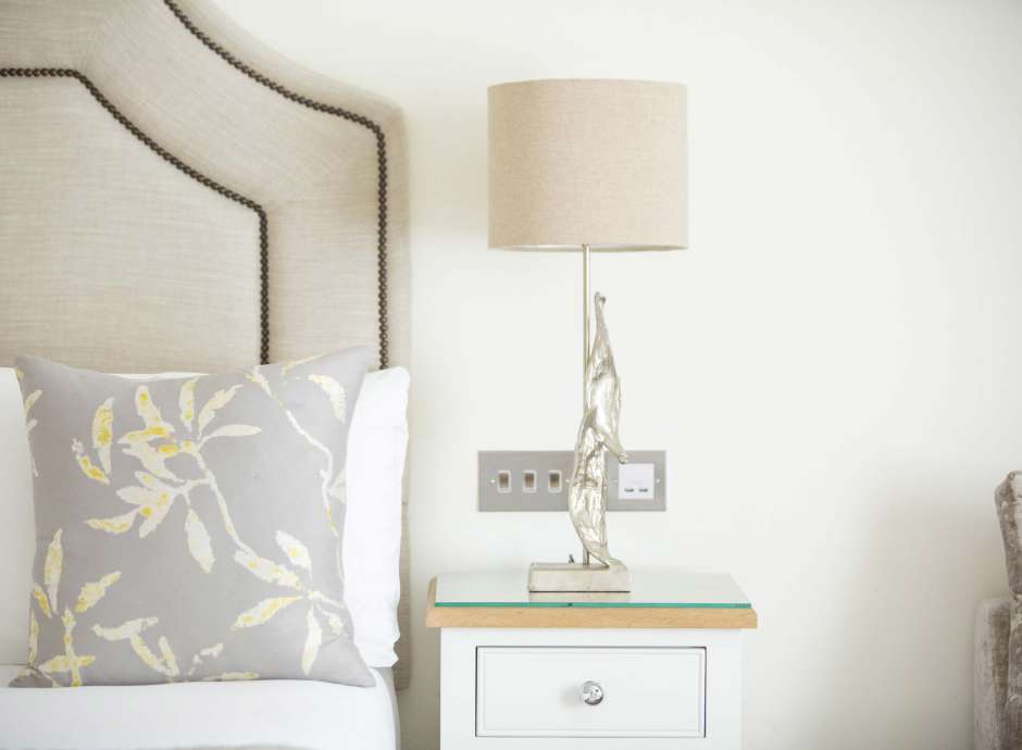 Royal Duchy Hotel Accommodation Bedside Lamp and Cushions