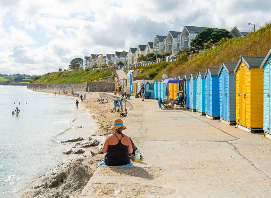 Beach huts at castle beach Falmouth