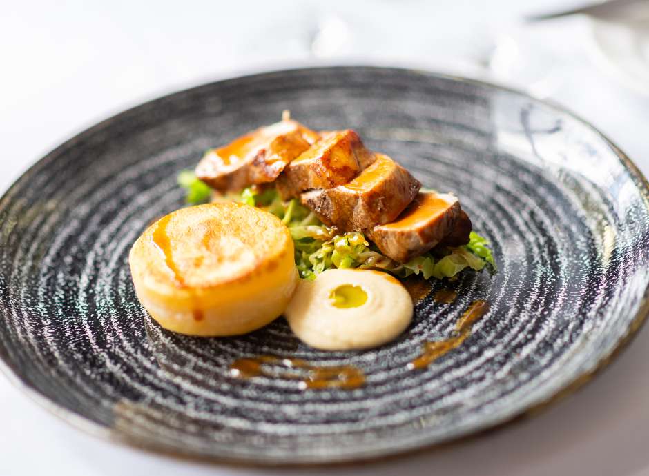Pork Belly dish at The Royal Duchy Hotel