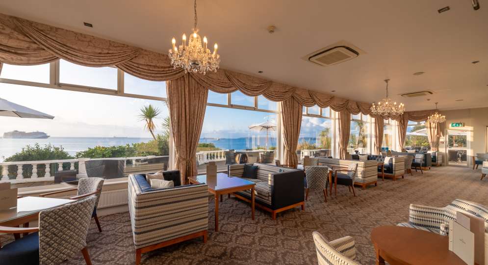 Sea view from the Terrace Lounge of the Royal Duchy Hotel in Falmouth