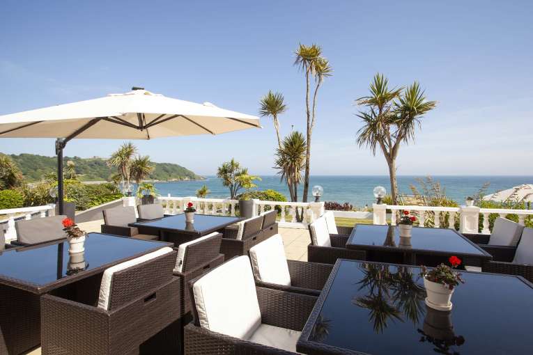Royal Duchy Hotel Outdoor Seating Area on the Terrace Overlooking the Sea
