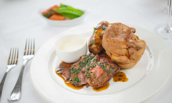 A Sunday roast with giant Yorkshire pudding