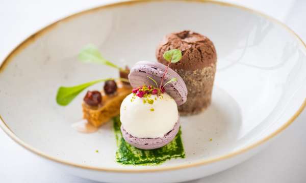 A warm dark fondant with mascarpone hazelnut