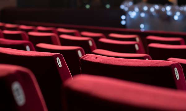 Close up of red cinema seats