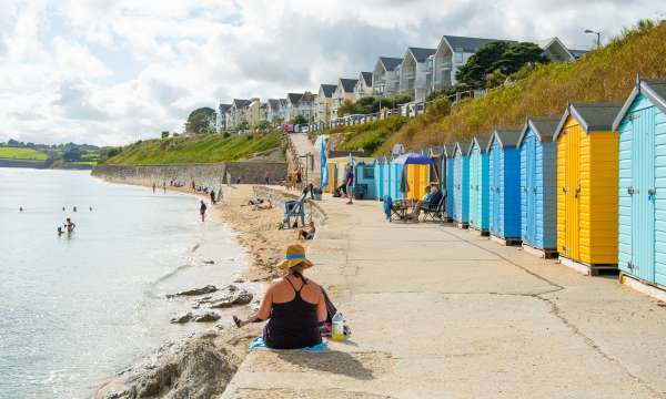 Beach huts at castle beach Falmouth