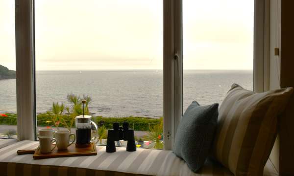 Window seat at The Duchy Beach House with the view of the beach